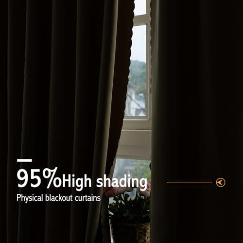 Jilron Jilron Magic Tape Stick on Curtains Blackout Curtains for Bedroom no Drillng Self Adhesive Curtain no Rod Small Window (Black, 35" W x 59" L) 2 Panels