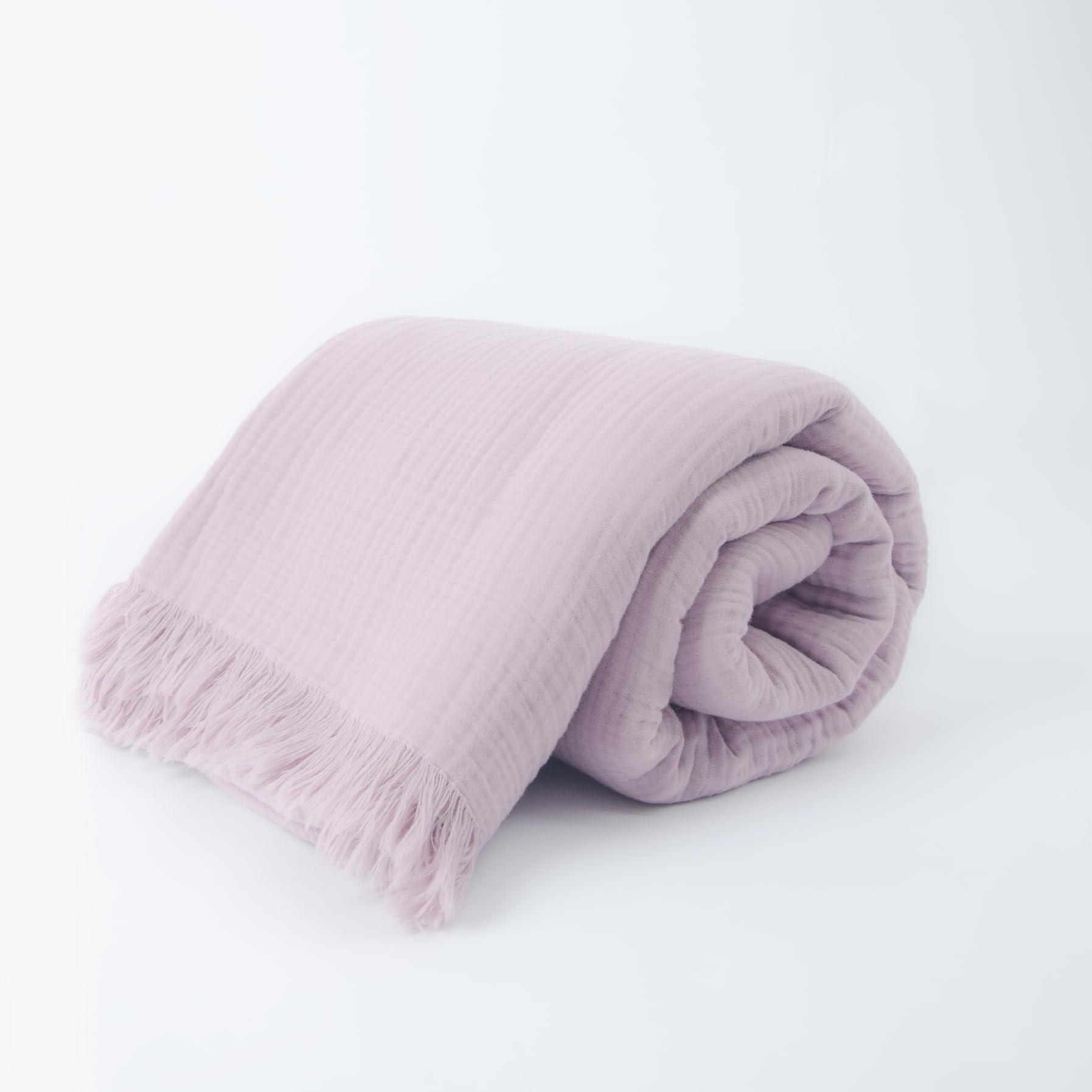 NORTHYGGE NORTHYGGE Sofa Cover%100 Organic Cotton, Couch Covers for Loveseat, Futon, Sofa, Sectional L Shape, U Shape, 4 Layered Muslin Softness Couch Cover, 71\", 91\", 102\" Widths (Lilac, 102x181 / 260x460cm)