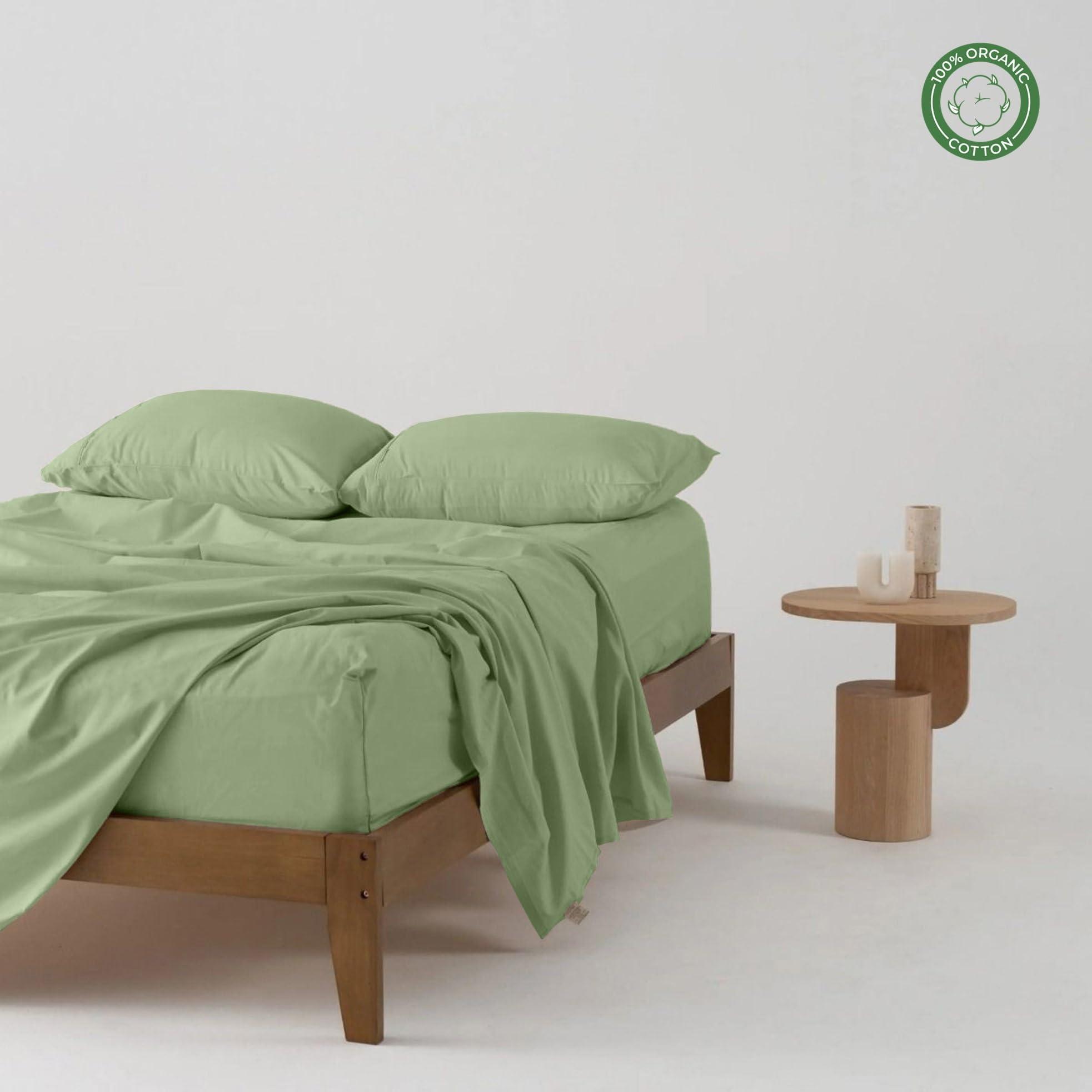 Neerahi Neerahi Pure 100% Certified Organic Cotton Bed Sheet Set 1000 Thread Count, 4 Piece Bedding Set, 24\" Extra DEEP Pocket, Crisp and Cooling Sateen Weave, Eco-Friendly -(Sage, Twin)