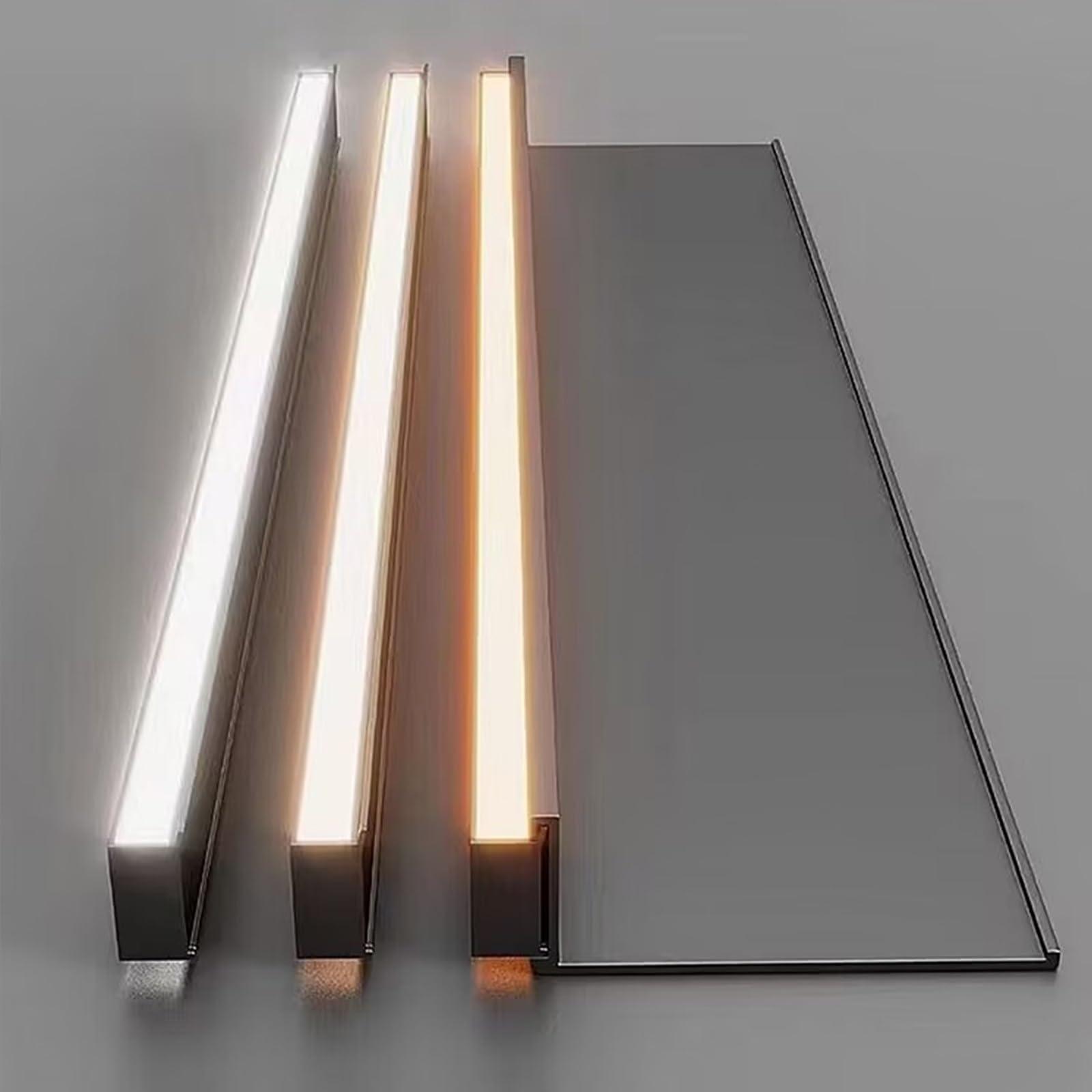 EMYJAY EMYJAY Floating Display Shelf, Floating Shelves Wall Mounted Floating Display Shelf LED Lighting Light is Soft Neatly Arranged to The Wall (Color : Black, Size : 60x20x6cm)