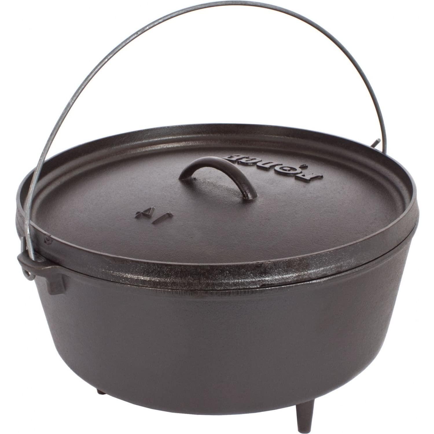 Lodge Lodge 5 Quart Pre-Seasoned Cast Iron Camp Dutch Oven with Lid - Dual Handles - Use in the Oven, on the Stove, on the Grill or over the Campfire - Black