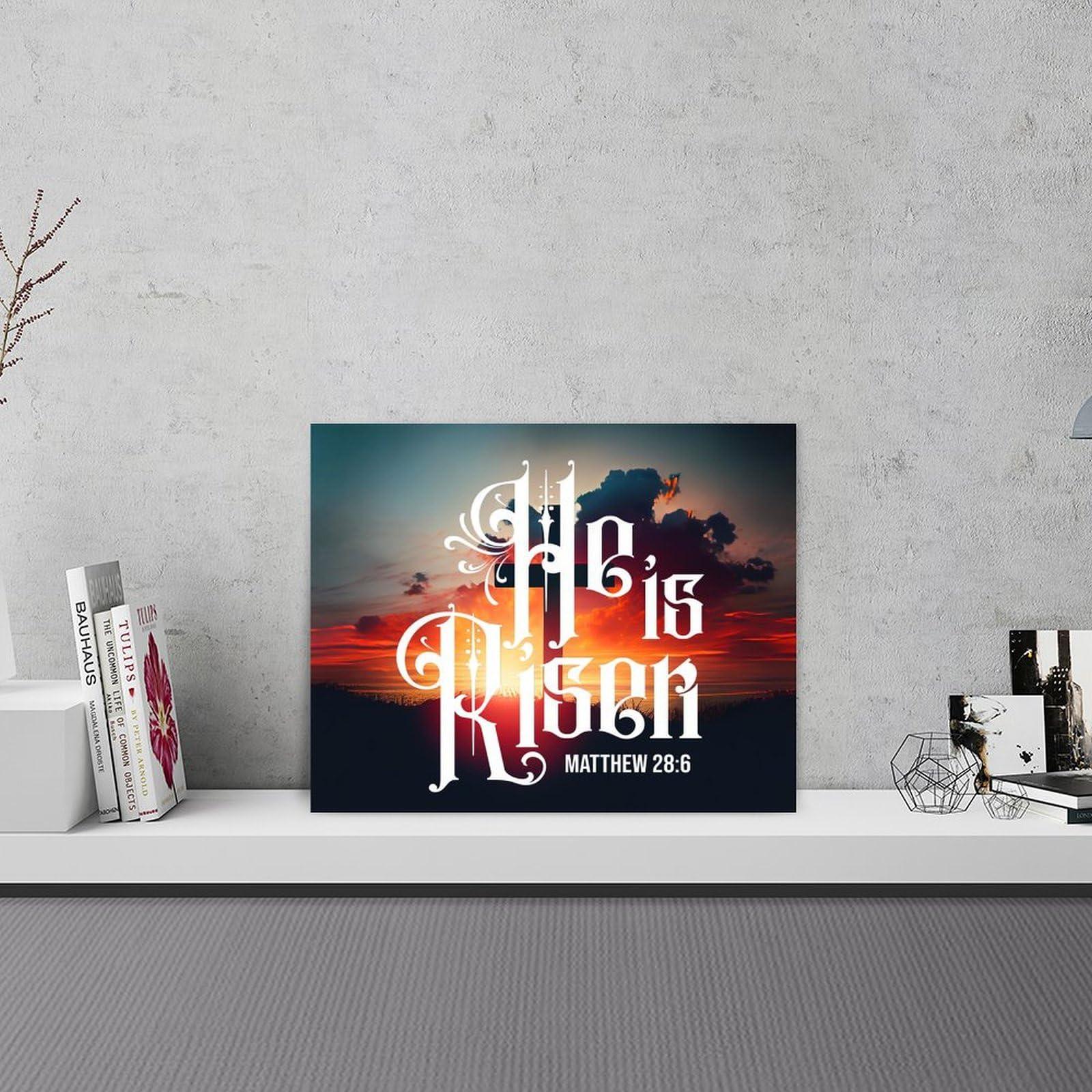 Autravelco He Is Risen Established Wood Sign Personalized Room Family Wall Art Decor Wood Plaque Positive Wood Sign for Living Room Dinning Room 16x20 Inch