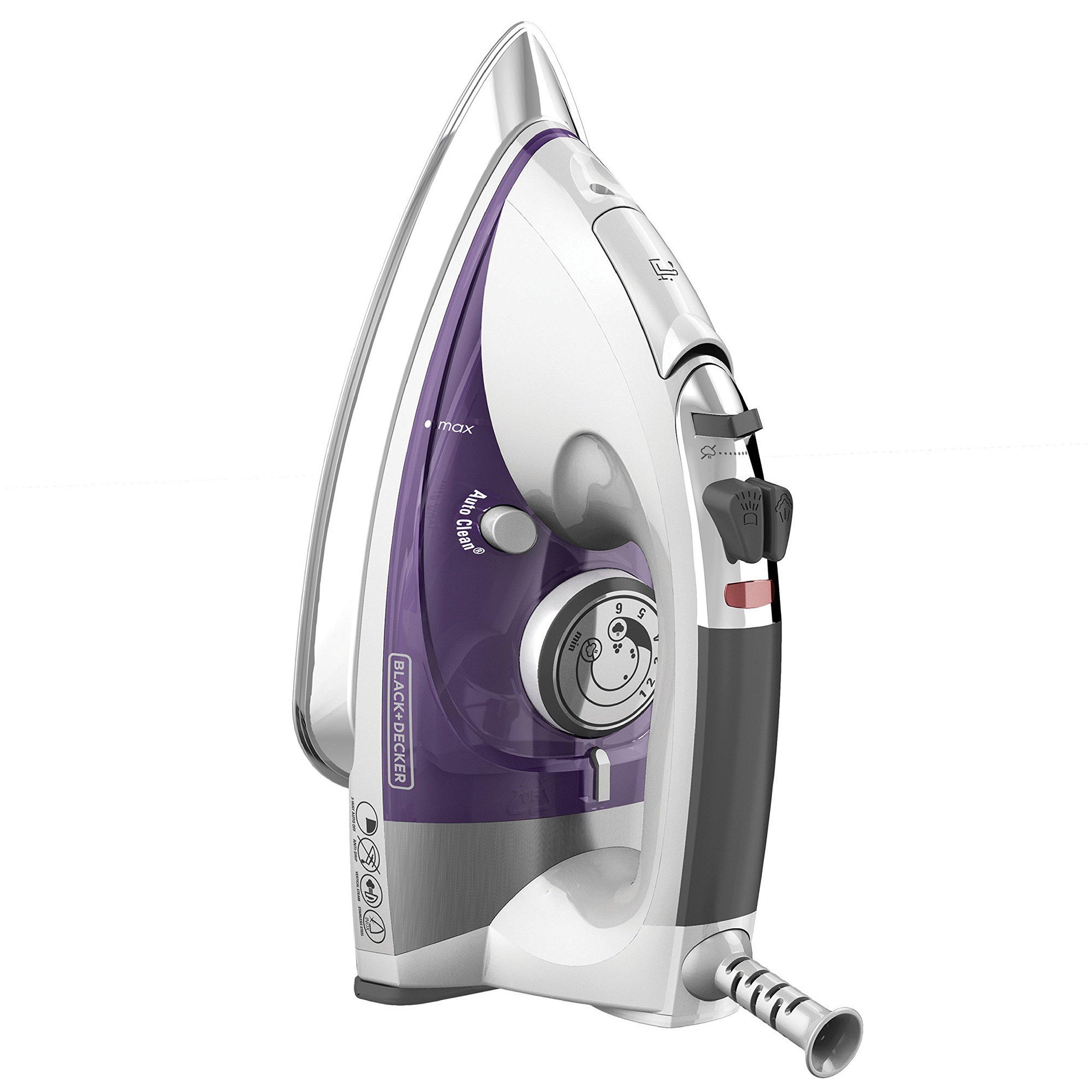 BLACK+DECKER BLACK+DECKER IR1350S Professional Steam Iron with Stainless Steel Soleplate and Extra-Long Cord, Purple