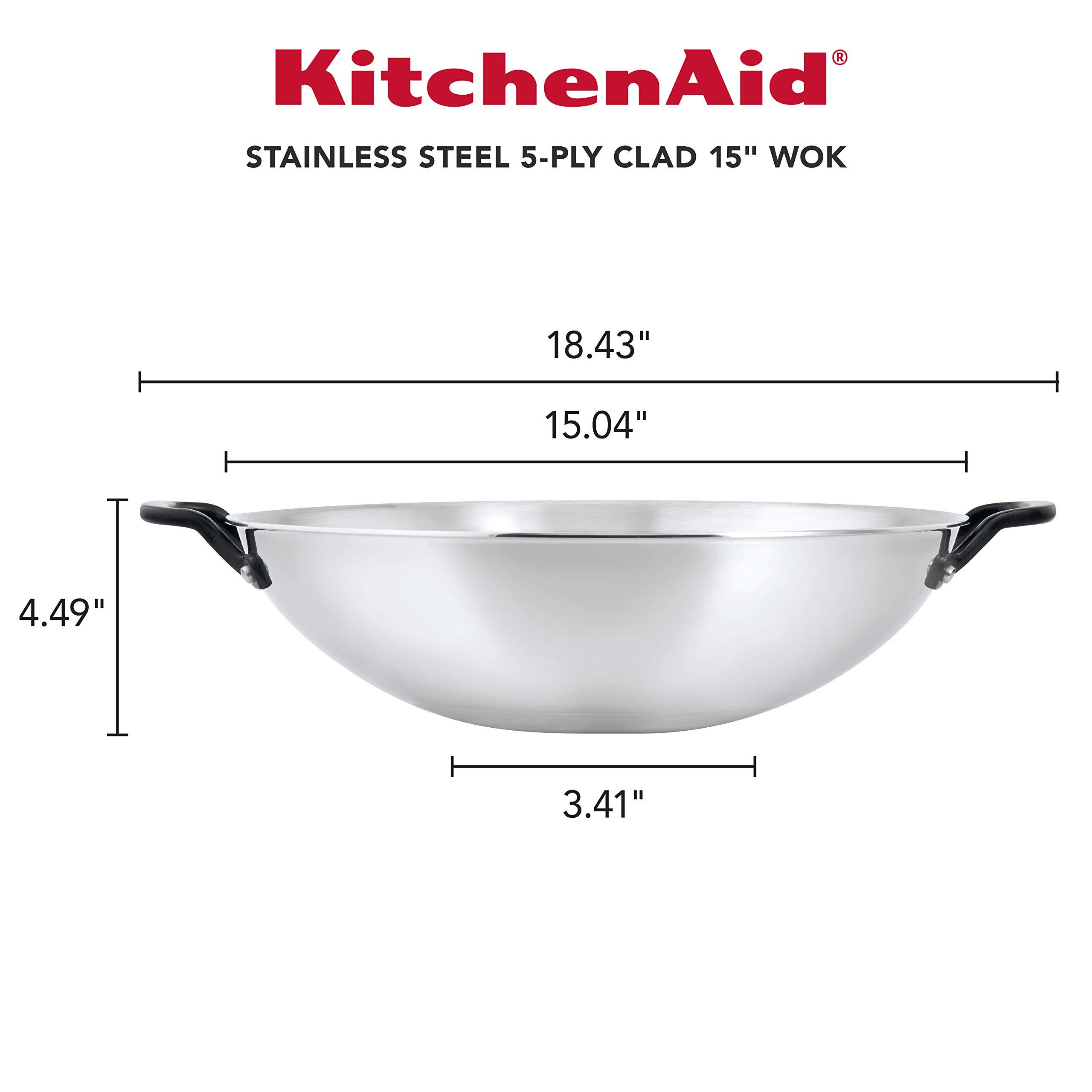 KitchenAid KitchenAid 5-Ply Clad Polished Stainless Steel Wok,15 Inch