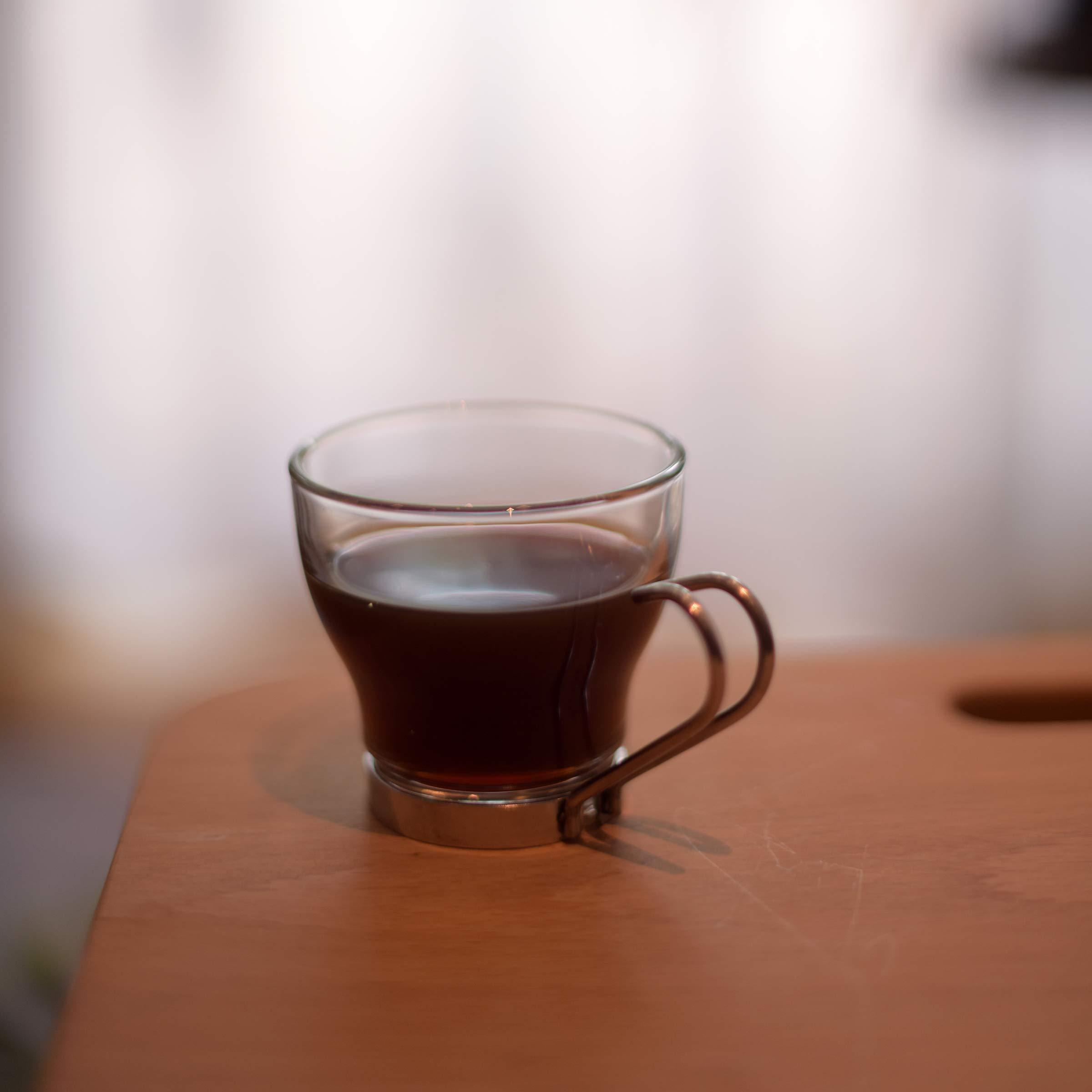 Bormioli Rocco Bormioli Rocco Verdi Espresso Cup With Stainless Steel Handle, Set of 4, Gift Boxed, 3.5 ounces