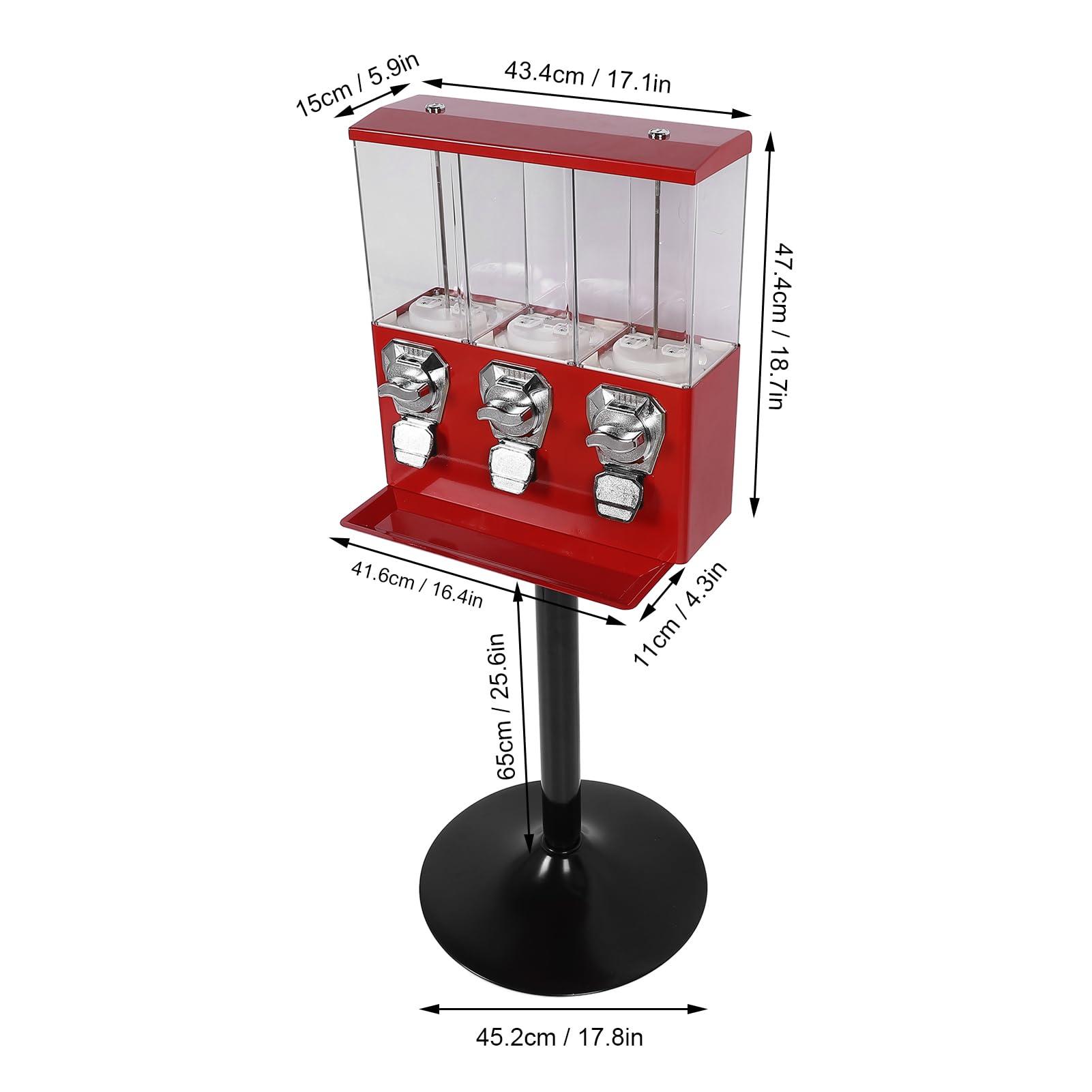 NOENNULL Commercial Vending Machine, Large Business Vending Machines Candy Vending Machine with Stand Anti Theft Keys 3 Individual Candy Boxes Operated for Store