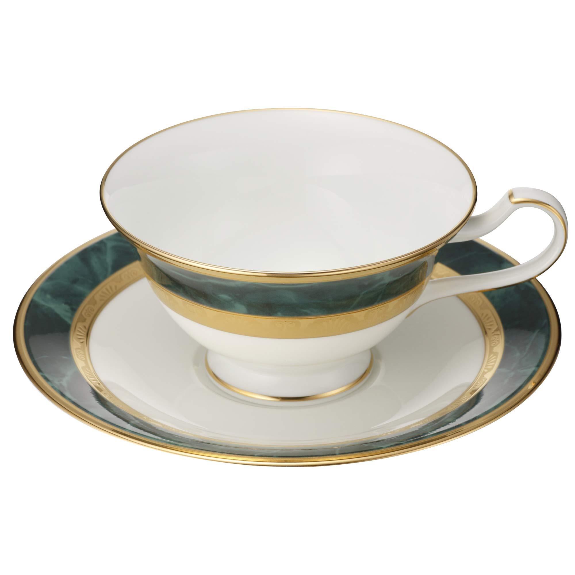 Noritake Noritake Y6988/4712 Noritake Cup & Saucer (Pair Set) (For Both Coffee and Tea) 7.8 fl oz (220 cc), Fitzgerald, 2 Guests, Green, Bone China