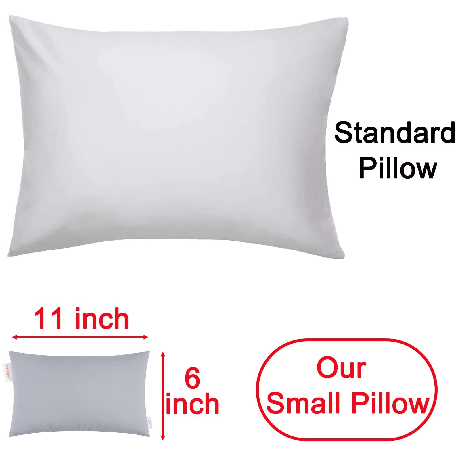 Pro Goleem Pro Goleem Small Pillow 11x6x2.5 Small Pillows for Sleeping and Traveling Mini Pillow with Name Tag Tiny Pillow for Kids Pillow Neck Lumbar Knee Nap Pillow Pet Pillow, Gray