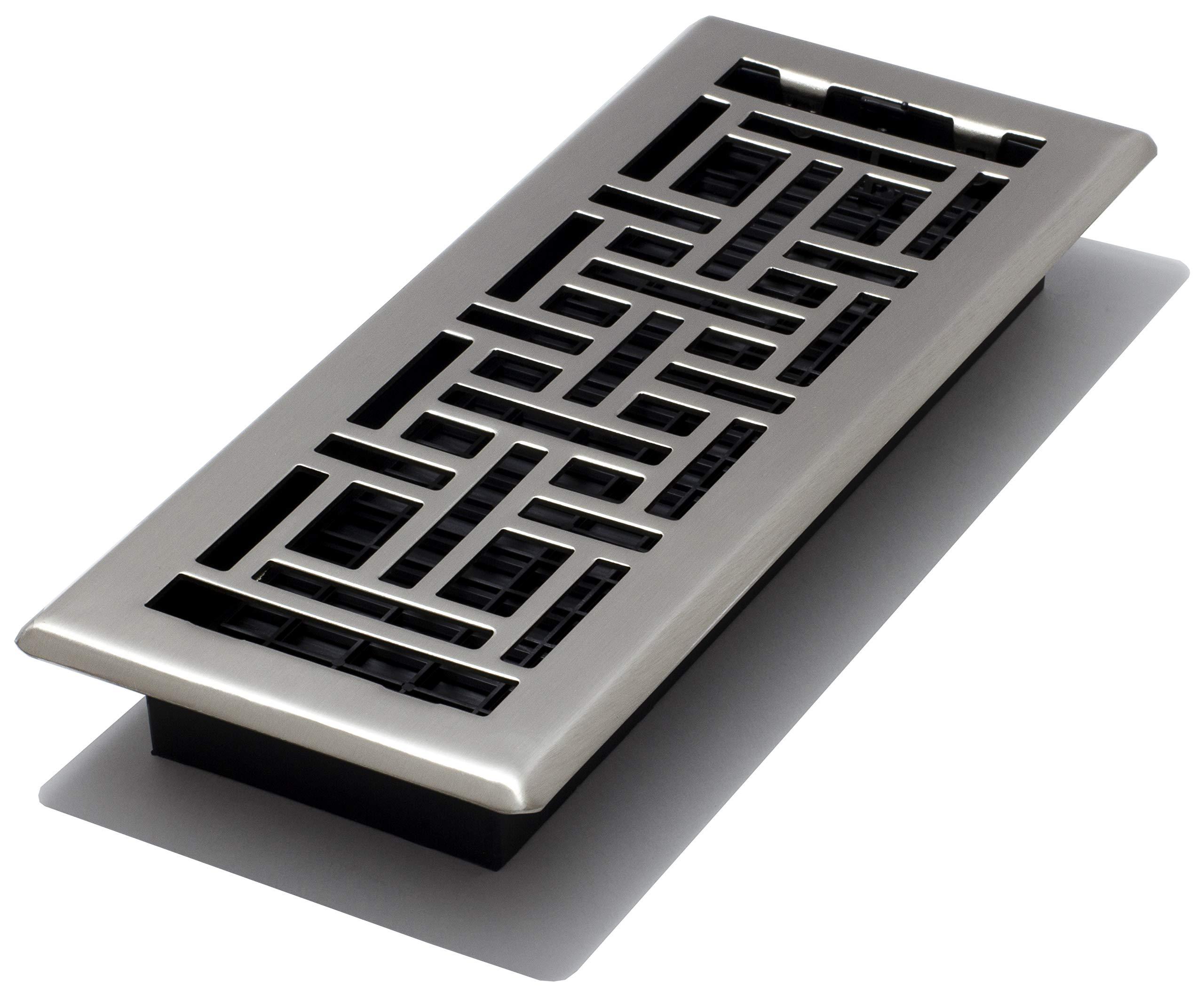 Decor Grates Decor Grates AJH412-NKL Oriental Floor Register, 4x12 Inches, Brushed Nickel