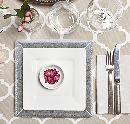 Silver Spoons & More Set of Ten (10) Silver, Silver Spoons and More Charger Collection Large 14" Beaded Texture Square Disposable Charger Plates