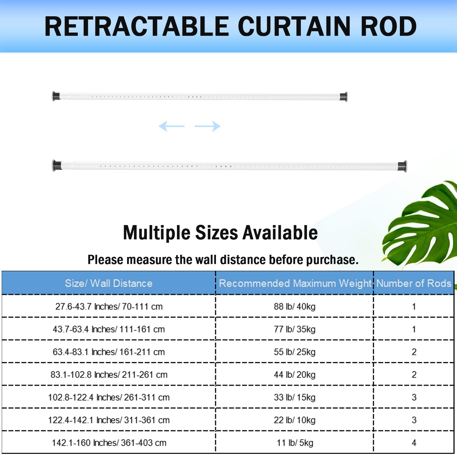 Oxdigi Oxdigi Tension Curtain Rods Adjustable Shower Curtain Rod Spring Tension 142.1-160 Inches, Extra Long Curtain Rod No Drill No Rust Antislip Heavy Duty for Bathroom, Window, Closet, Room Divider, White