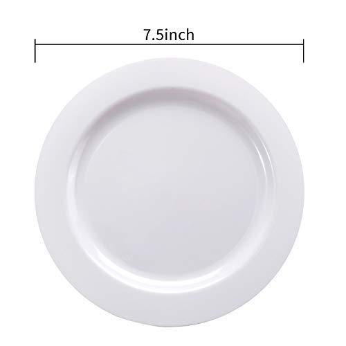 I00000 I00000 50 Pcs White Plastic Dessert Plates, 7.5 inch Disposable Salad Plates, Premium Appetizer Plates for Party, White Plastic Plates for Wedding