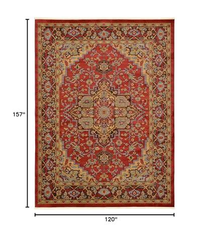 Unique Loom Unique Loom Sahand Collection Area Rug - Ardashir (10' x 13' 1" Rectangle, Red/ Light Blue)