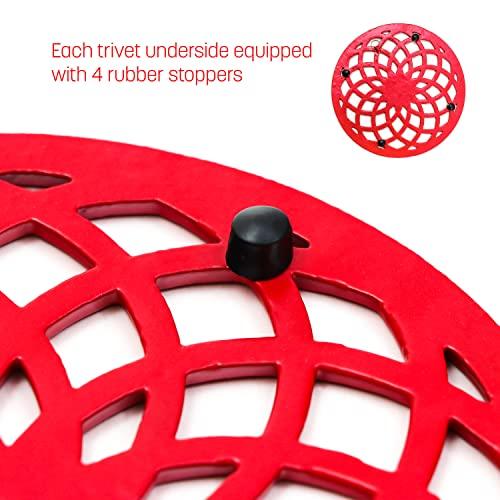 Trademark Innovations Cast Iron Decorative Metal Trivet Set by Trademark Innovations (Set of 3 Red)