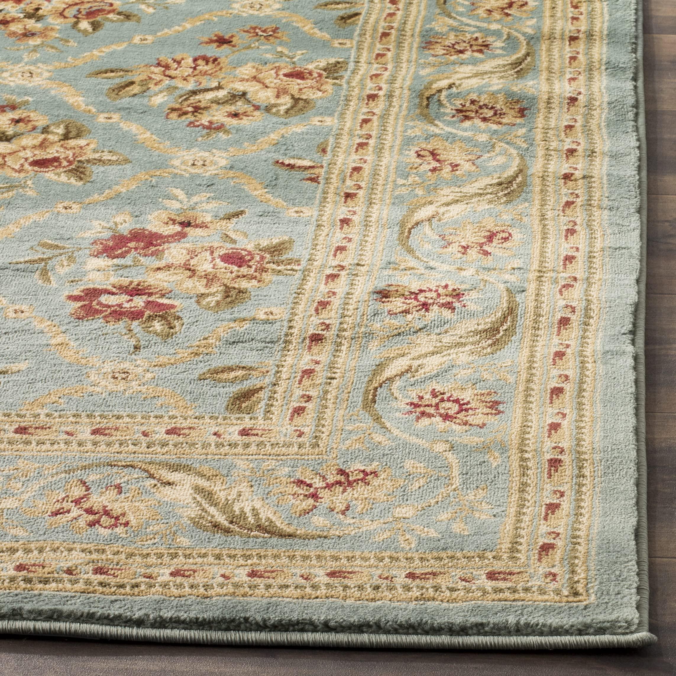 Safavieh SAFAVIEH Lyndhurst Collection Area Rug - 5'3" x 7'6", Blue & Blue, Traditional Floral Trellis Design, Non-Shedding & Easy Care, Ideal for High Traffic Areas in Living Room, Bedroom (LNH556-6565)