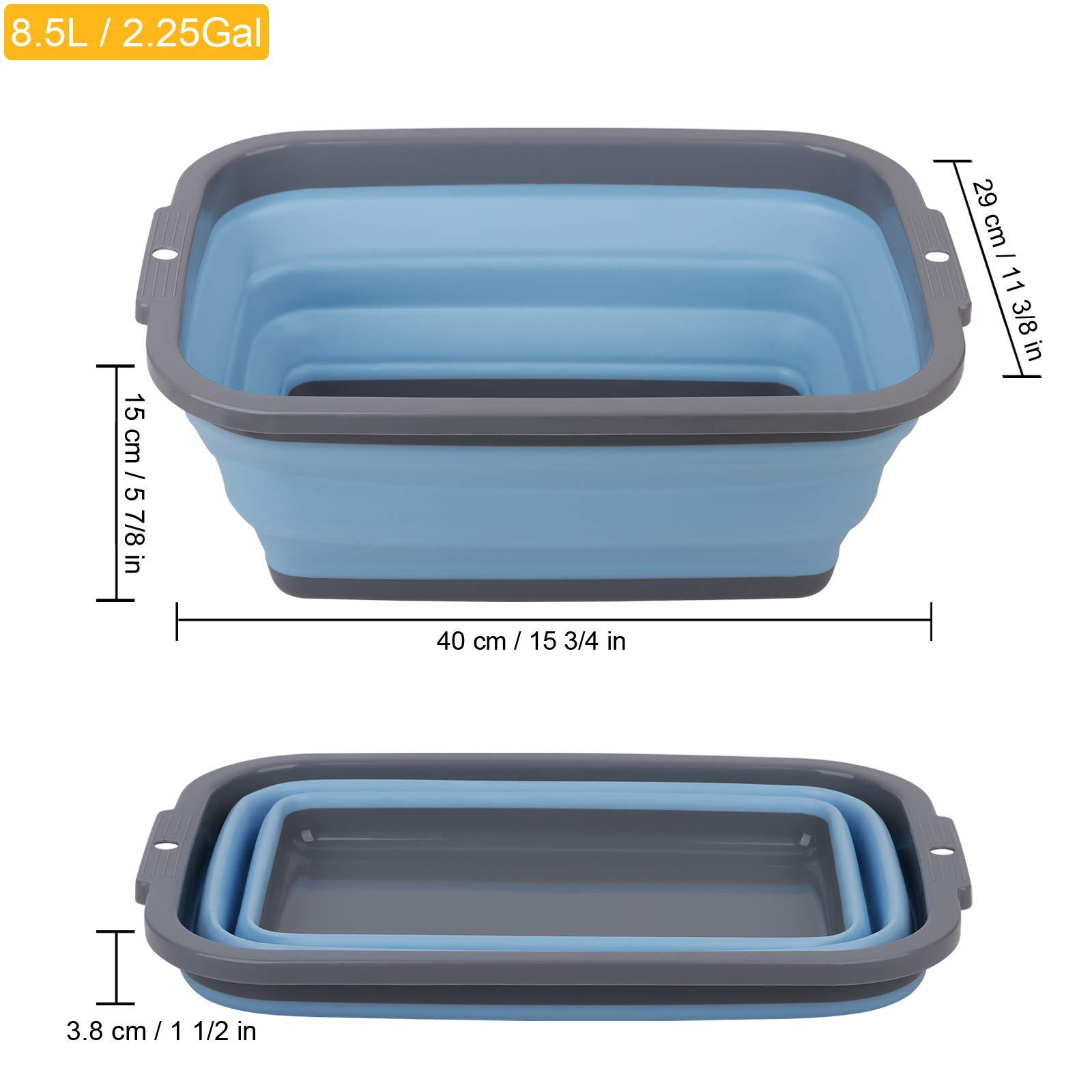 Tiawudi 2 Pack Collapsible Sink with 2.25 Gal / 8.5L Each, Foldable Dish Tub for Washing Dishes, Camping, Hiking and Home, Portable Washing Basin
