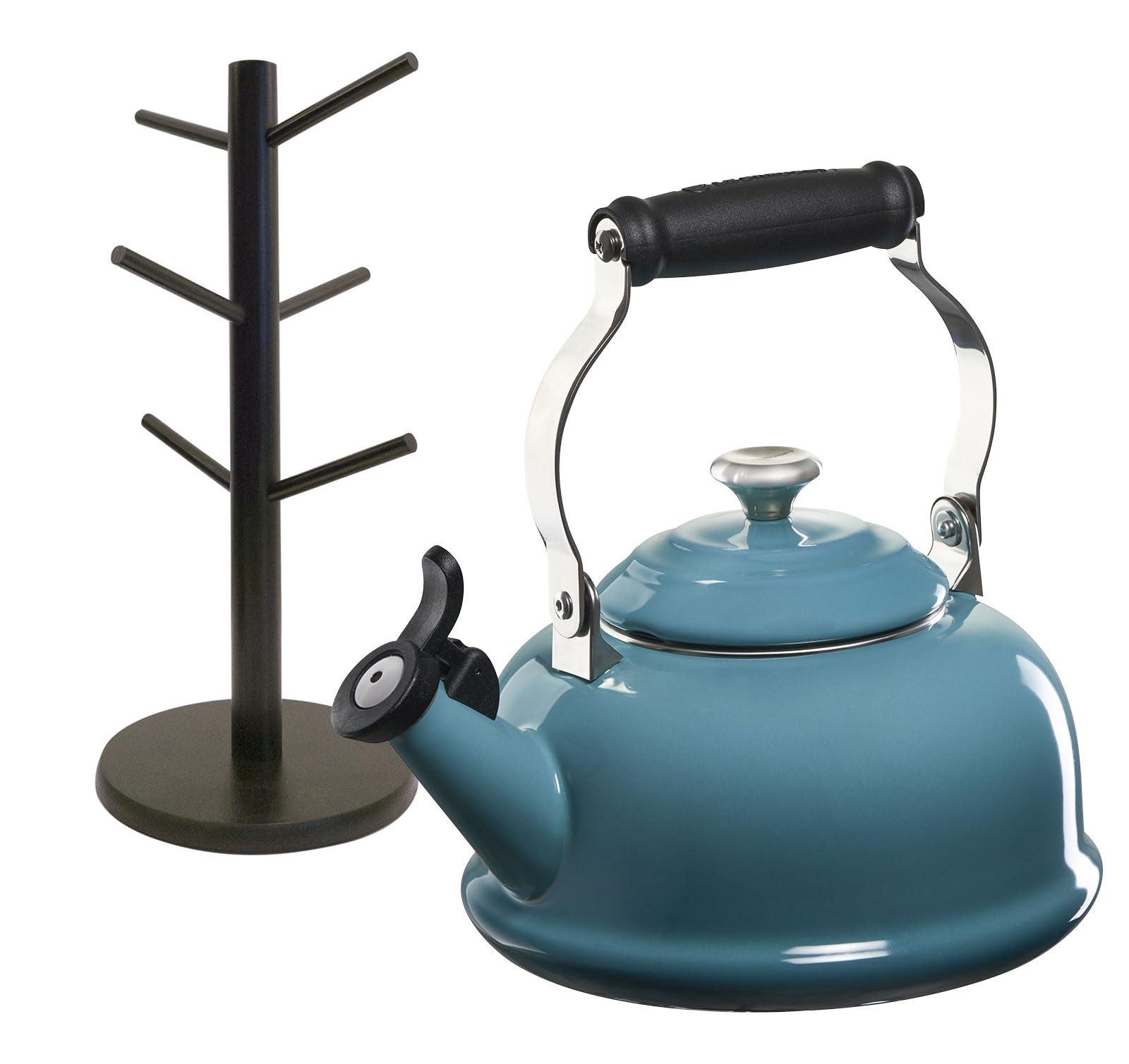 Le Creuset Le Creuset 1.7qt Kettle & divvi! 6-Cup Mug Tree Bundle - Carribbean