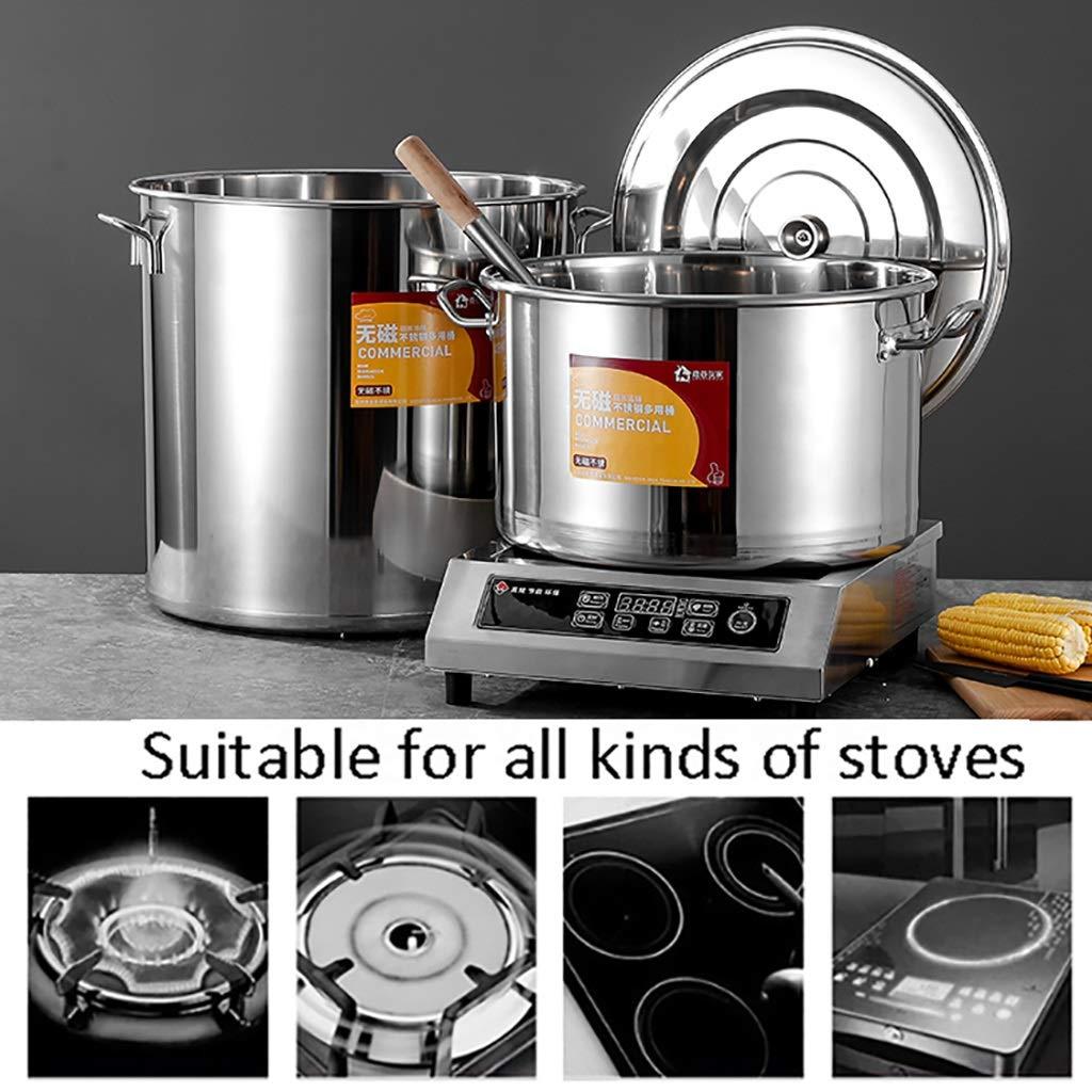ZSH 304 Stainless Steel Stock Pot, Thickened Large Soup Pot With Lid For Catering Commercial Use For Gas Stove/induction Cooker (19-158L) (Size : 30L)