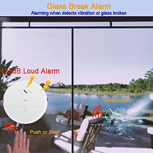 EverNary EverNary Glass Break Alarm 125dB Window Vibration Detector Sensor Alarm 3 Pack Ultra-Slim Anti-Theft Alarm for Door and Window with Ajustment Sensitivity