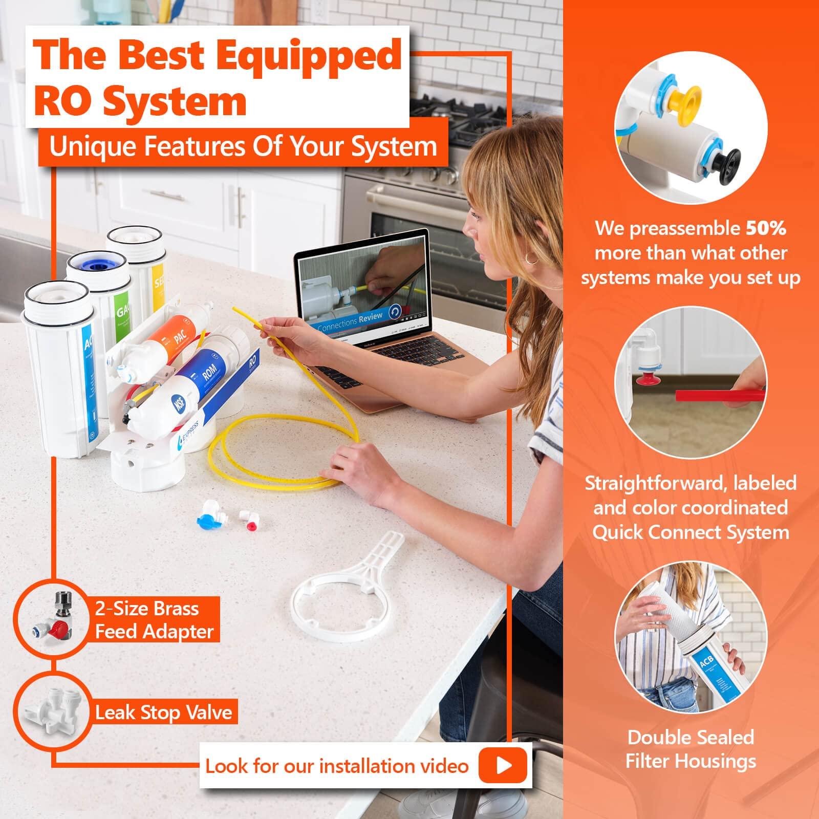 EXPRESS WATER Express Water RO5MX RO System, 18x16x19 inches, Modern Brushed Nickel