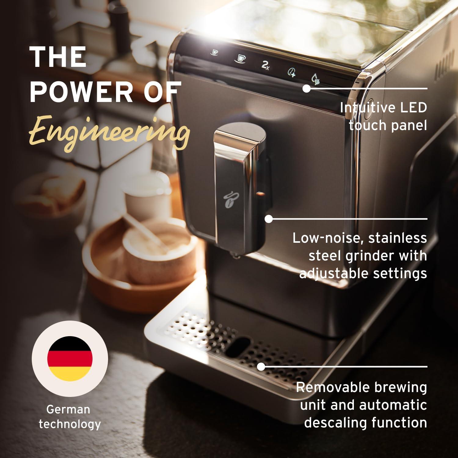 Tchibo Tchibo Automatic Espresso & Coffee Machine Bundle with Built-in Grinder, Comes With 3 x 12 oz. Bags of Whole Bean Coffee, Red