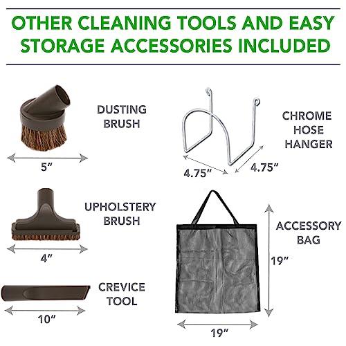 OVO OVO Plus Central Vacuum Deluxe, 35ft ON/Off Low-Voltage Hose, 12 Premium Floor Brush, Cleaning Tools and Easy Storage Accessories, for Hard Surfaces, Kit A 35\', Black