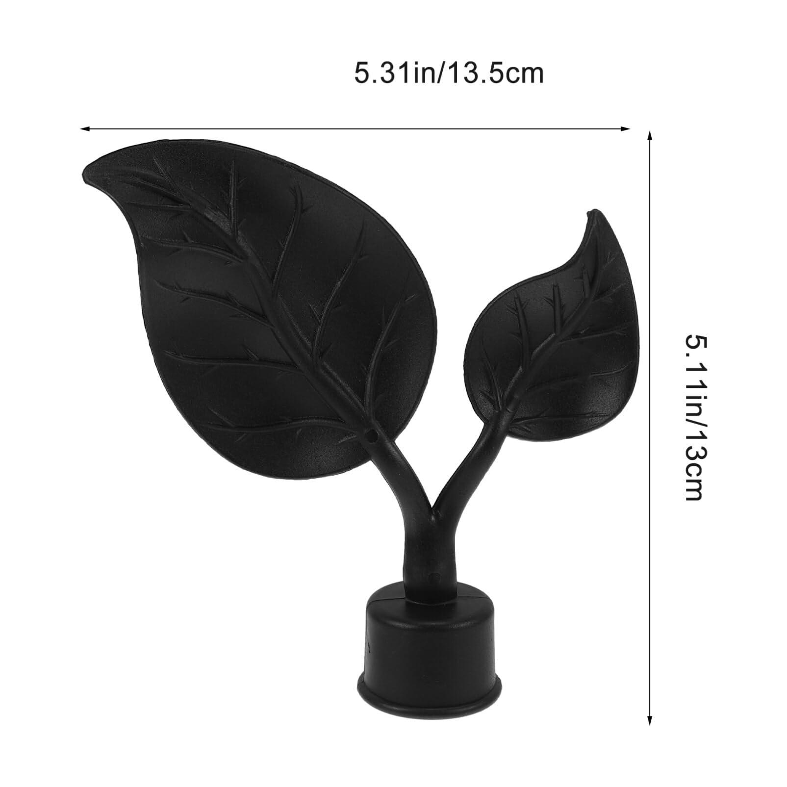 VOSAREA 4Pcs Curtain Rod Finials Drapery Rod Finials Leaf Shaped Curtain Pole End Caps Window Curtain Rod Head Plugs Black