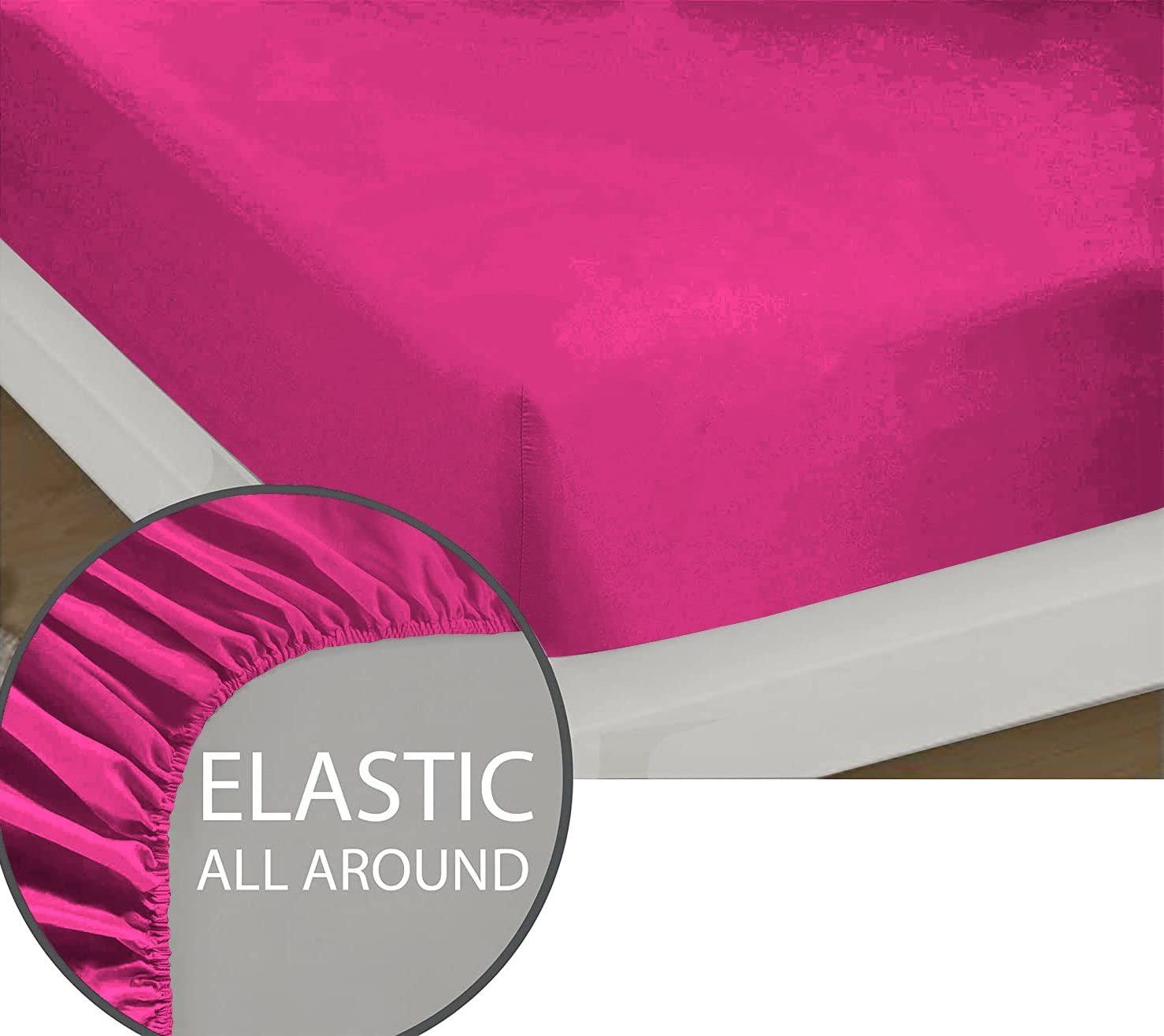 Epic Cotton Epic Cotton 4-Piece Smart Sheet Set - Luxury Soft 1000 Thread Count 10\" Inch Deep Pockets, 100% Egyptian Cotton-with Side Storage Pockets on Fitted Sheet, Olympic Queen Size, Hot Pink