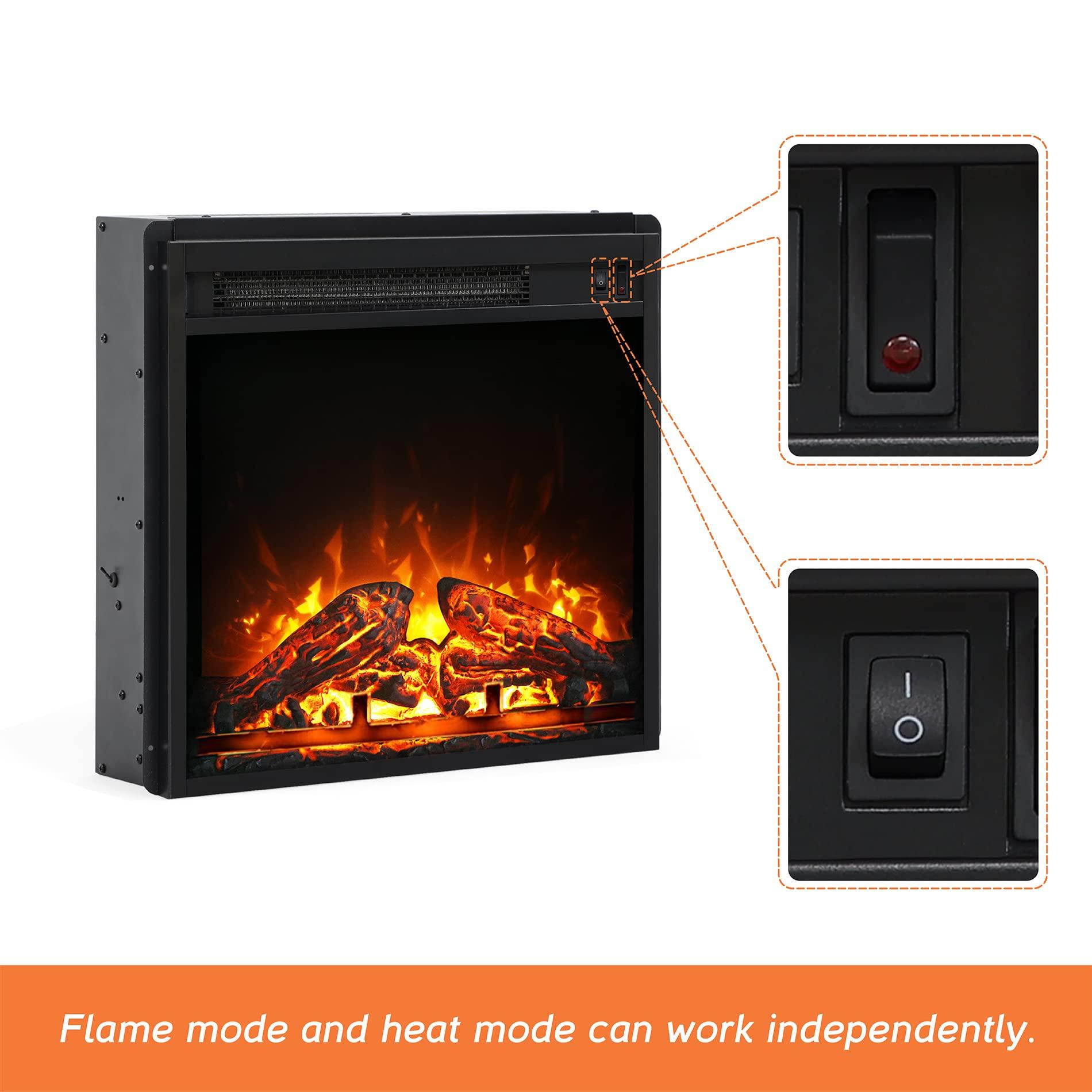 WAMPAT WAMPAT 18\" Electric Fireplace, in-Wall Recessed with Heater, Linear Wall Fireplace with Thermostat, Small Electric Stove for Bedroom Office, 1400W