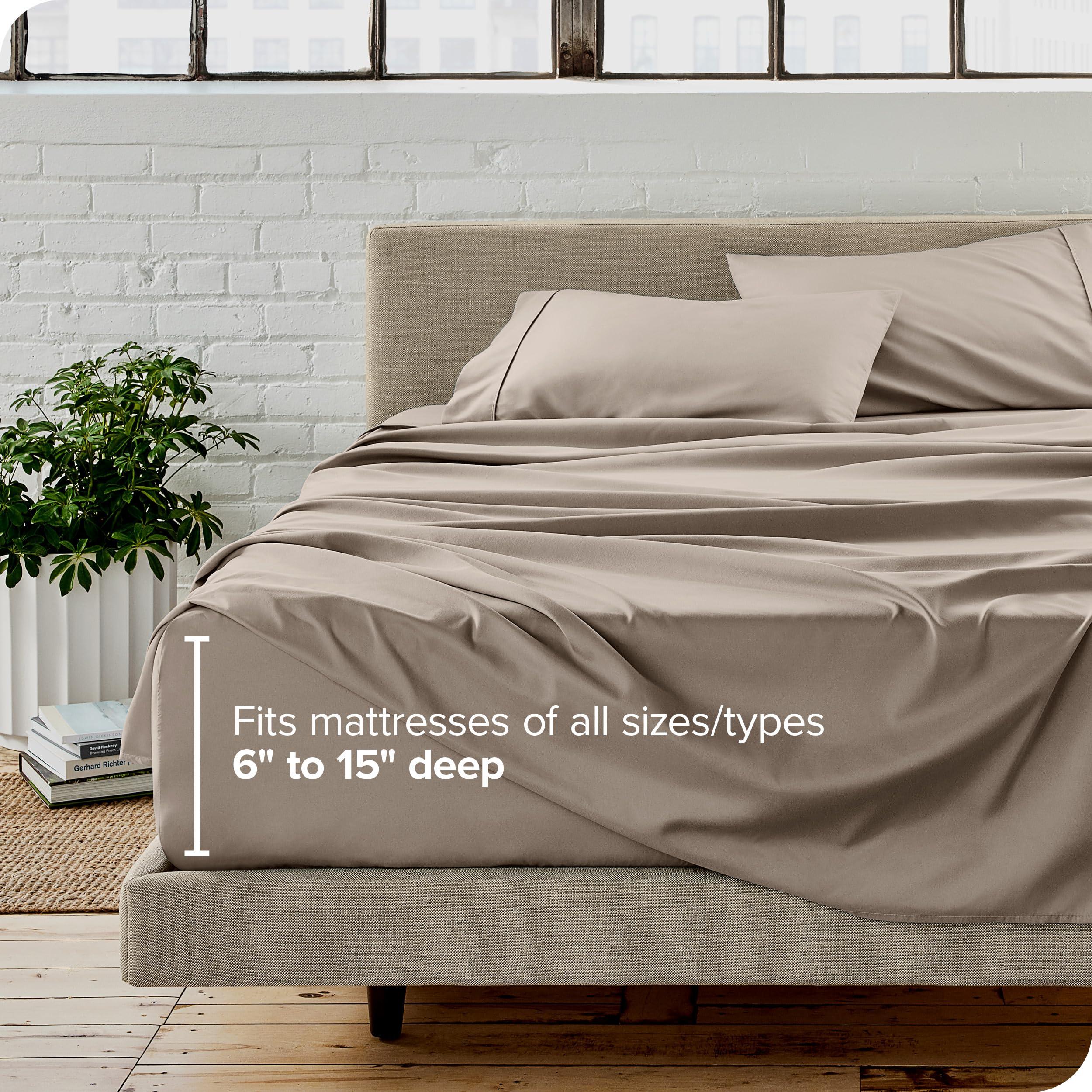 Bare Home Bare Home California King Sheet Set - 1800 Ultra-Soft Microfiber Cal King Bed Sheets - Double Brushed - Deep Pockets - Easy Fit - 4 Piece Set - Bed Sheets (California King, Khaki)