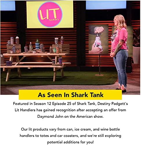 Handlers 16oz Can Cooler Insulated -Lit Handlers Neoprene Fabric Beverage Cooler Sleeve with Handle & Pocket - Water Resistant Soda & Energy Drink Holder - Machine Washable Beer Can Covers (Love a Nurse)