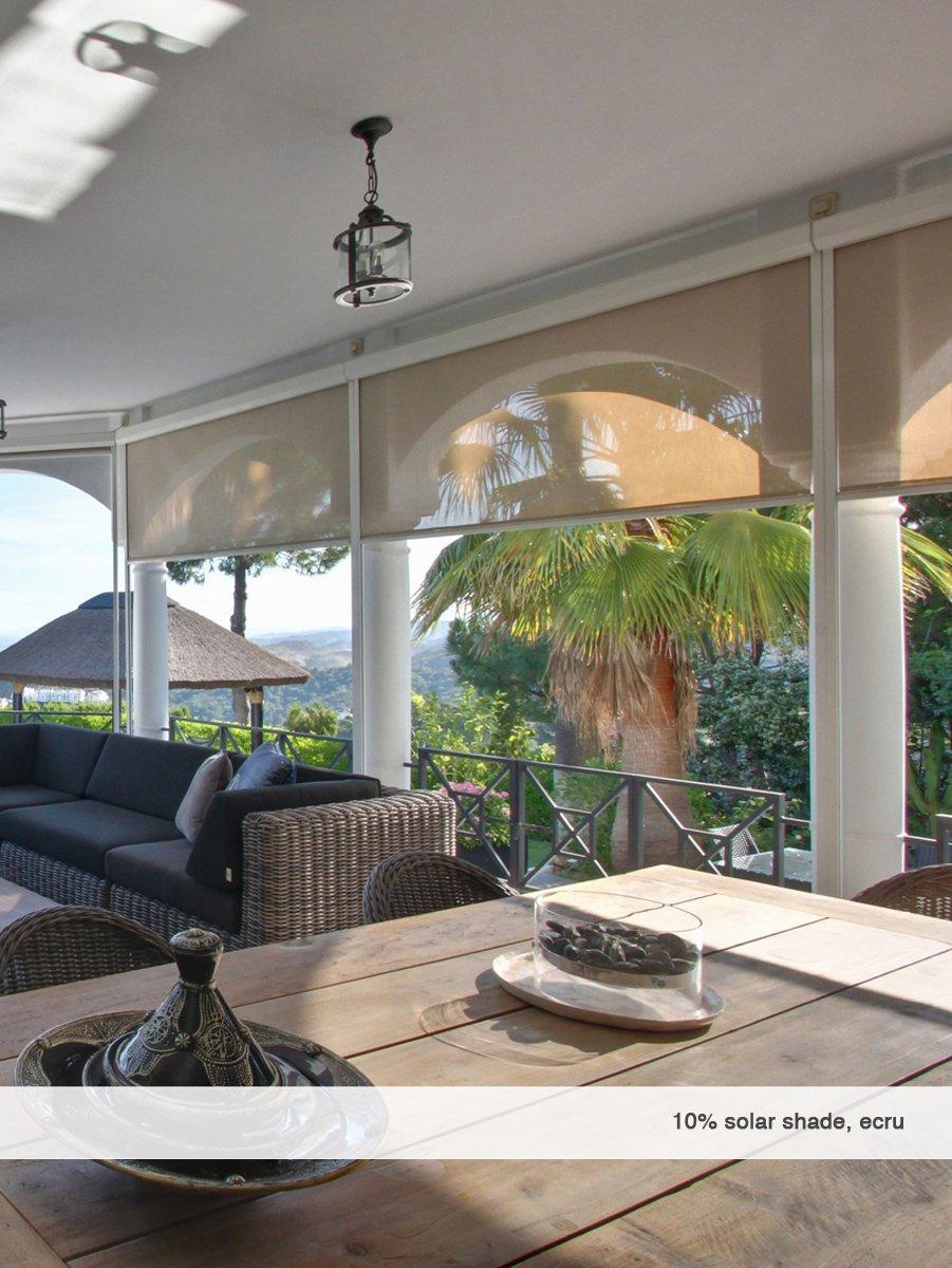 Windowsandgarden Custom Cordless Solar Shades 10 Percent Openness 54w x 54H, Silver