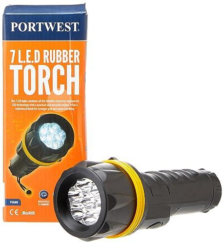 Portwest Portwest PA60 7 LED Rubber Safety Flashlight Yellow/Black