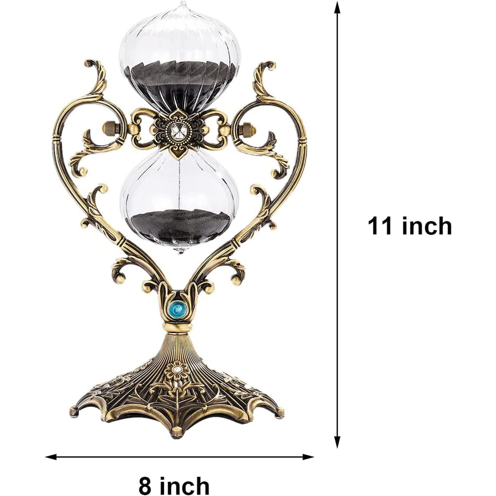 Jayiaine Hourglass Sand Timer 30/60 Minutes, Sand Clock Sand Watch Metal Rotating Sandglass Timer Sand for Christmas Gifts Wedding Home Desk Office Classroom Decor,Black 60min