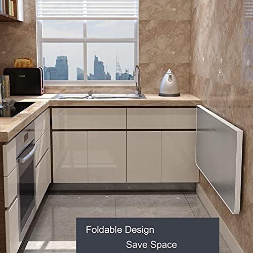 FALIYORS FALIYORS Wall-Mounted Folding Table for Kitchen, Fold Down Wall Table, Small Space Dining Table, Breakfast Bar Table, Workbench Foldable, Brushed Stainless Steel (Size : 9030cm/35inch12in