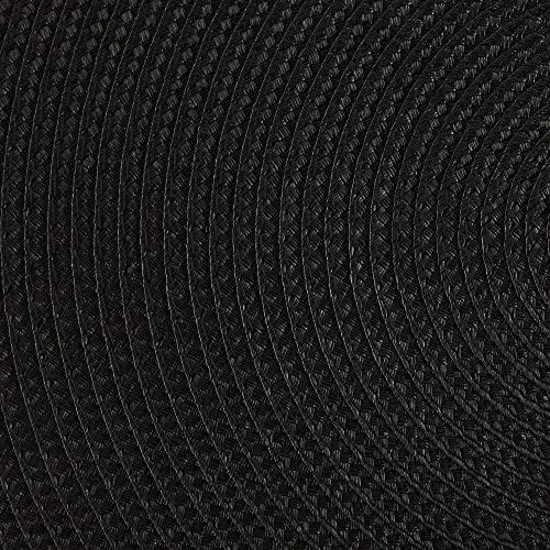 DII DII Classic Woven Tabletop Collection, Indoor/Outdoor Placemat Set, Round, 15" Diameter, Black, 6 Piece