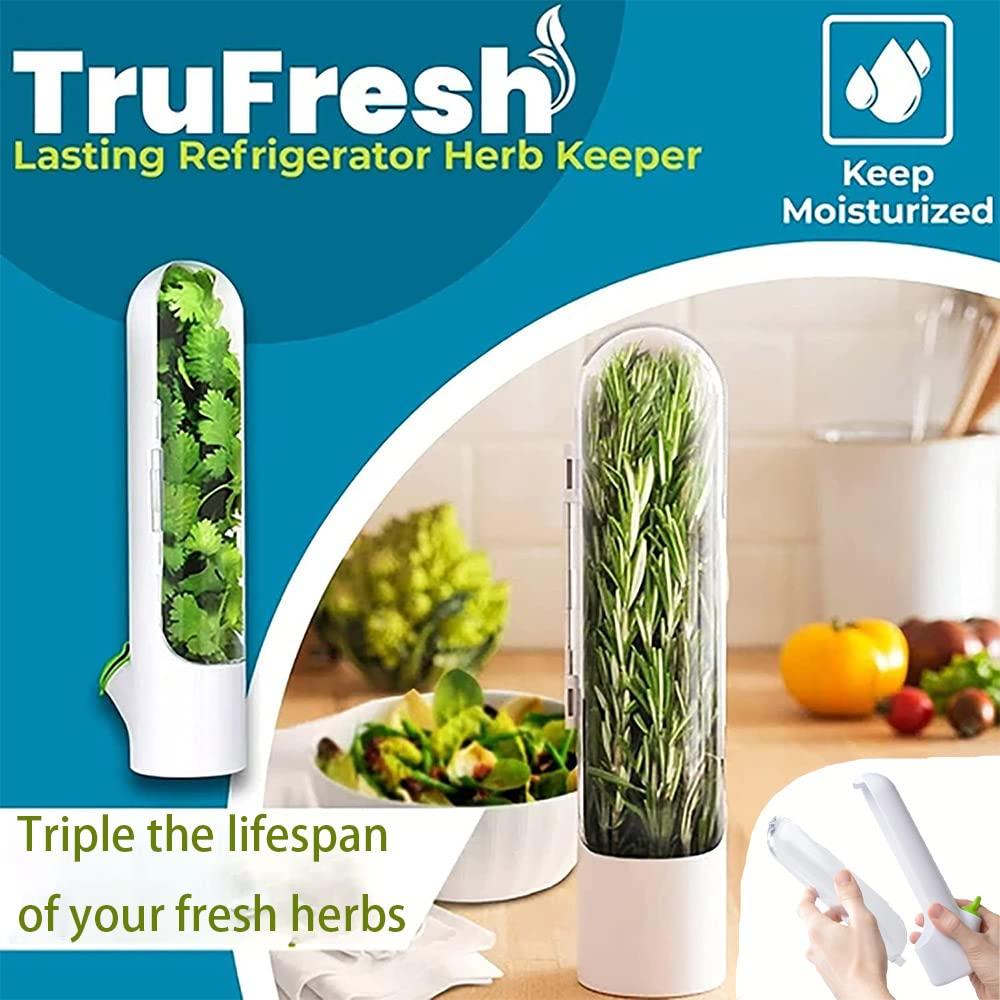 Spacebuyer Herb Saver Best Keeper for Freshest Produce Lasting Refrigerator Herb Keeper Containers Clear Herb Savor Pod Herb Storage Container for Cilantro Mint Parsley Asparagus (2PC)