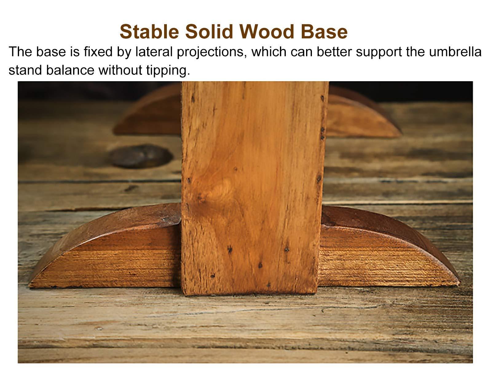 QHCS Umbrella Stand Umbrella Holder Rack Woodcarving Umbrella Stand, Retro Style Solid Wood Came/Walking Stick Holder Umbrella Organizer for Log Cabin, Holds 5 Long Umbrellas Umbrella Rack