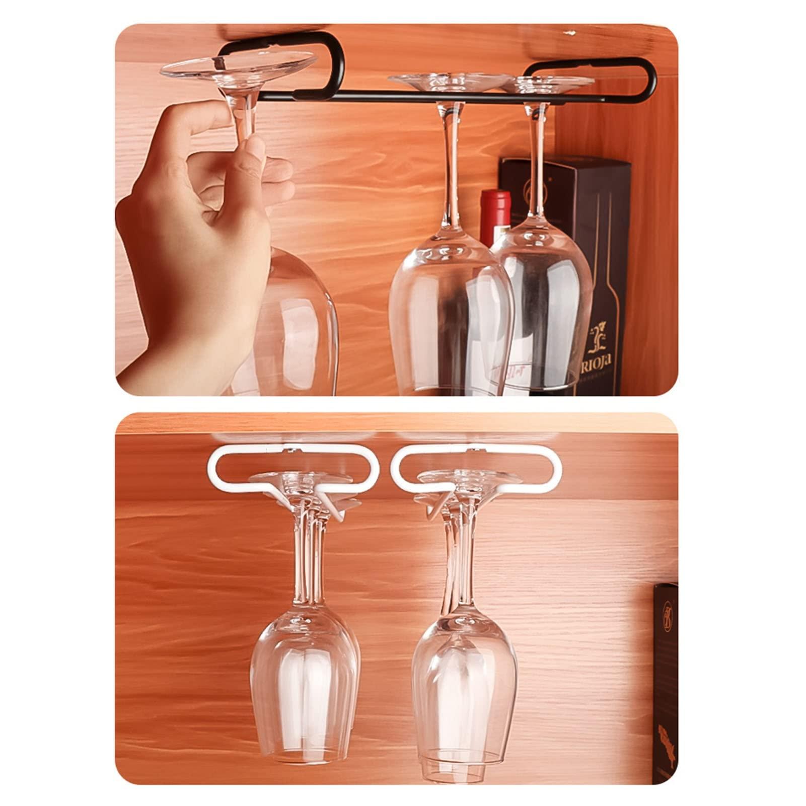 CTVR Aluminum alloy Wine Glass Rack, Stemware Hanger, Under Cabinet Wine Glasses Holder Shelf, Glass Holder Storage Hanger for Kitchen Bar screw installation