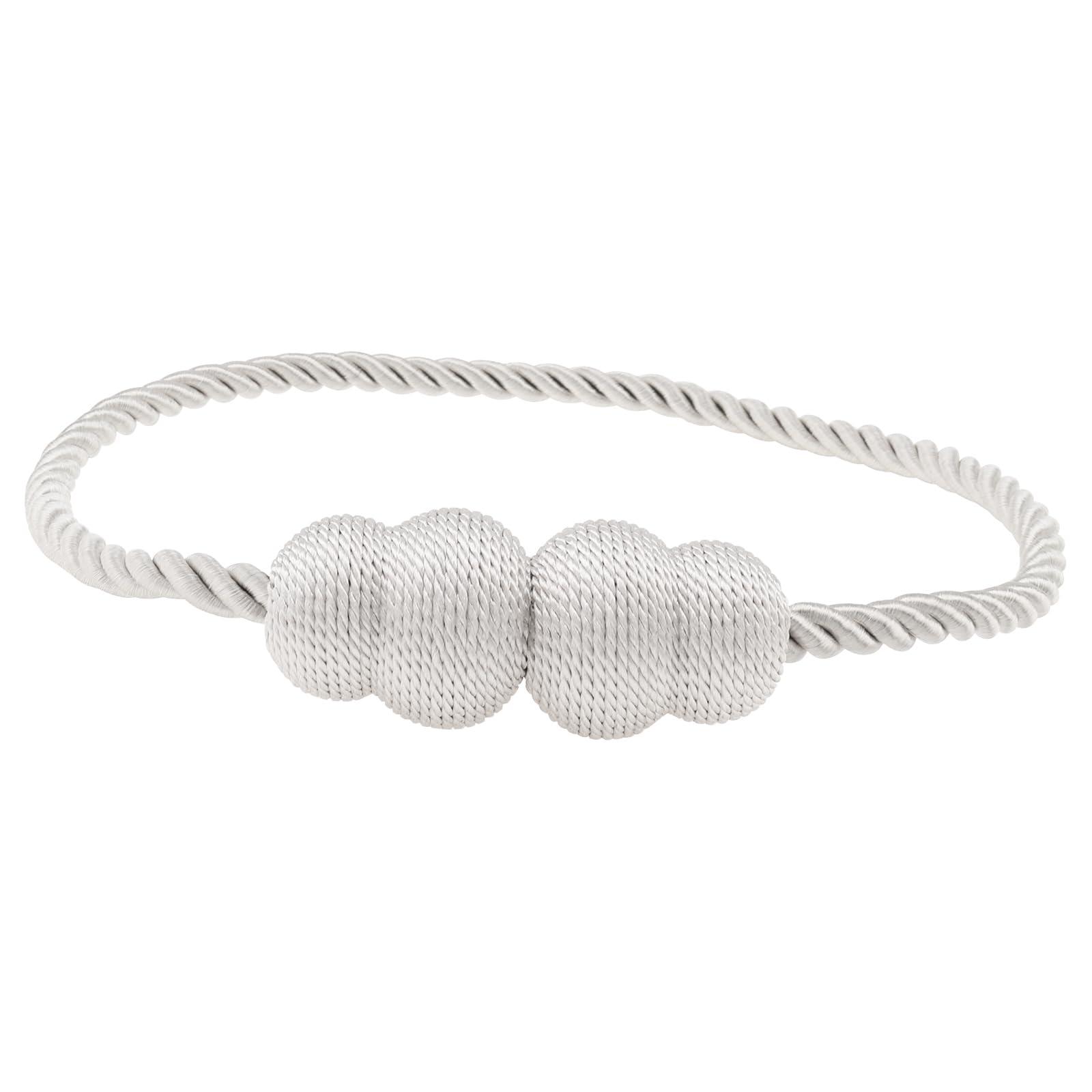 HOJLKLD HOJLKLD Magnetic Curtain Tiebacks 4 Pack Decorative Curtain Tie Backs Rope No Drill Magnetic Curtain Holders for Window Draperies (4, White)