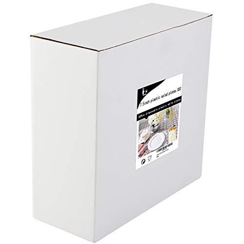 I00000 I00000 50 Pcs White Plastic Dessert Plates, 7.5 inch Disposable Salad Plates, Premium Appetizer Plates for Party, White Plastic Plates for Wedding