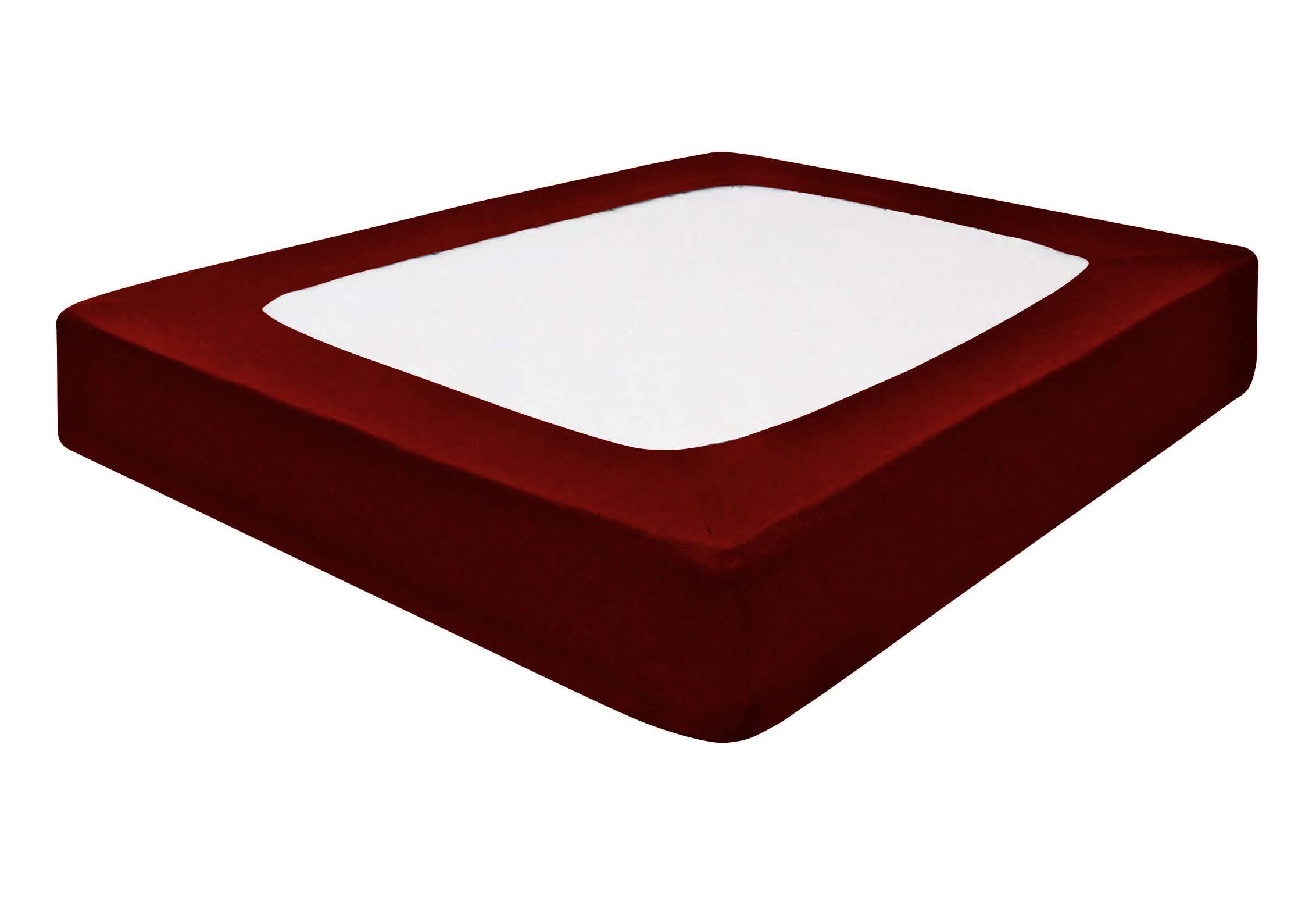 Yarns of Cotton Box Spring Cover Queen Size, Elastic Fabric Wrap Around 4 Sides Bed Skirt, Ultra Soft & Wrinkle Free, Sleek Alternative Replacing Bedskirts for Hotel/Home, Fits Box Springs up to 6\", Burgundy