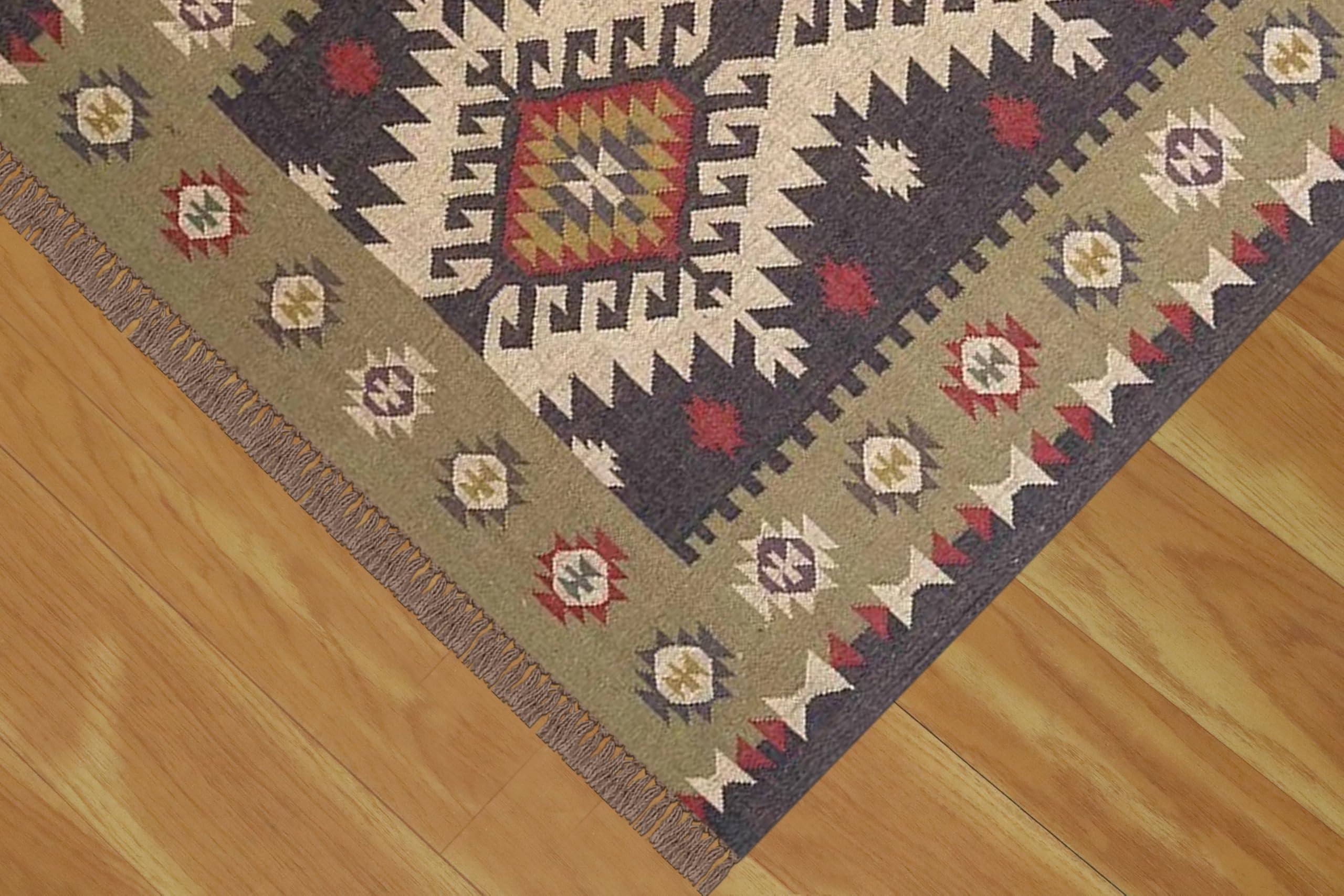 CASAVANI CASAVANI Premium Quality Rug 10x18 Area Rug Hand Woven Rug Light Green Jute Rugs for Living Room Wool Indoor Outdoor Use Boho Rug Flatweave Wool Jute Area Rugs for Terrace & Garden Yoga Mat Kitchen