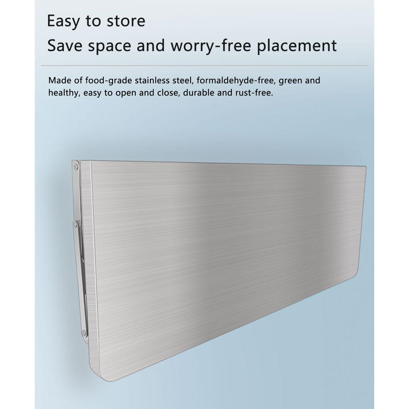Pllrbvshs 304 stainless steel folding table, wall-mounted folding table, kitchen storage shelf, made of food-grade stainless steel material, suitable for living room, balcony, bathroom, or laundry room.(40*30cm