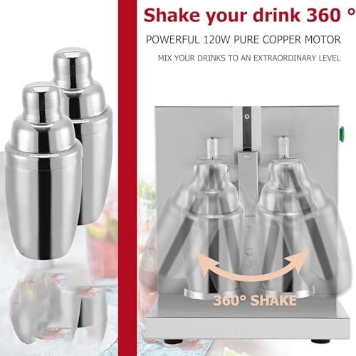 ErnZi Automatic Milk Tea Shaker Machine 360 Electric Double Head Milk Tea Shaking Machine 350ml-700ml Drink Mixer for Bubble Tea Boba Tea Juice Coffee Milk Wine Cocktail