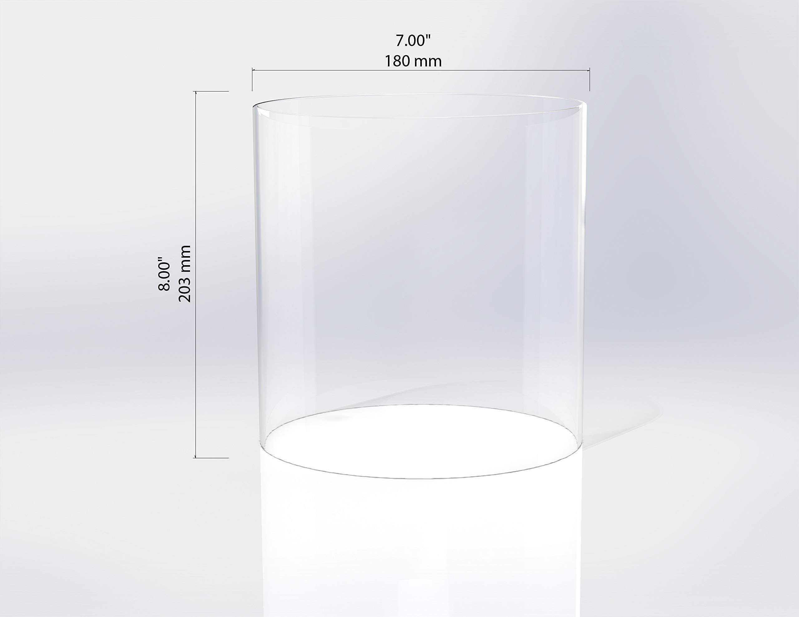 TLLAMP TLLAMP Large Size Hurricane Candle Holder Glass, Glass Cylinder Open Both Ends, Open Ended Hurricane, Glass Lamp Shade Replacement (7\" Wide x 8\" Tall) Multiple Specifications
