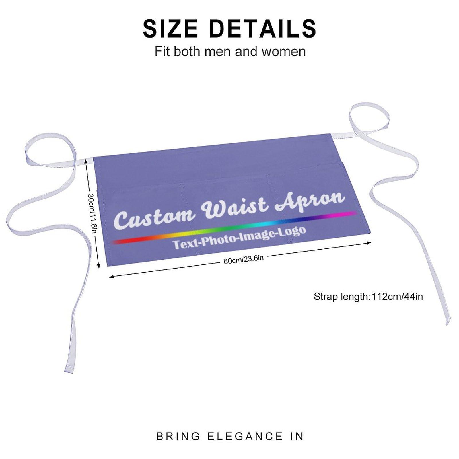 sophiehome sophiehome Personalized Waist Apron with 3 Pockets Custom Waitress Waiter Server Short Aprons with Photo Text Logo Violet
