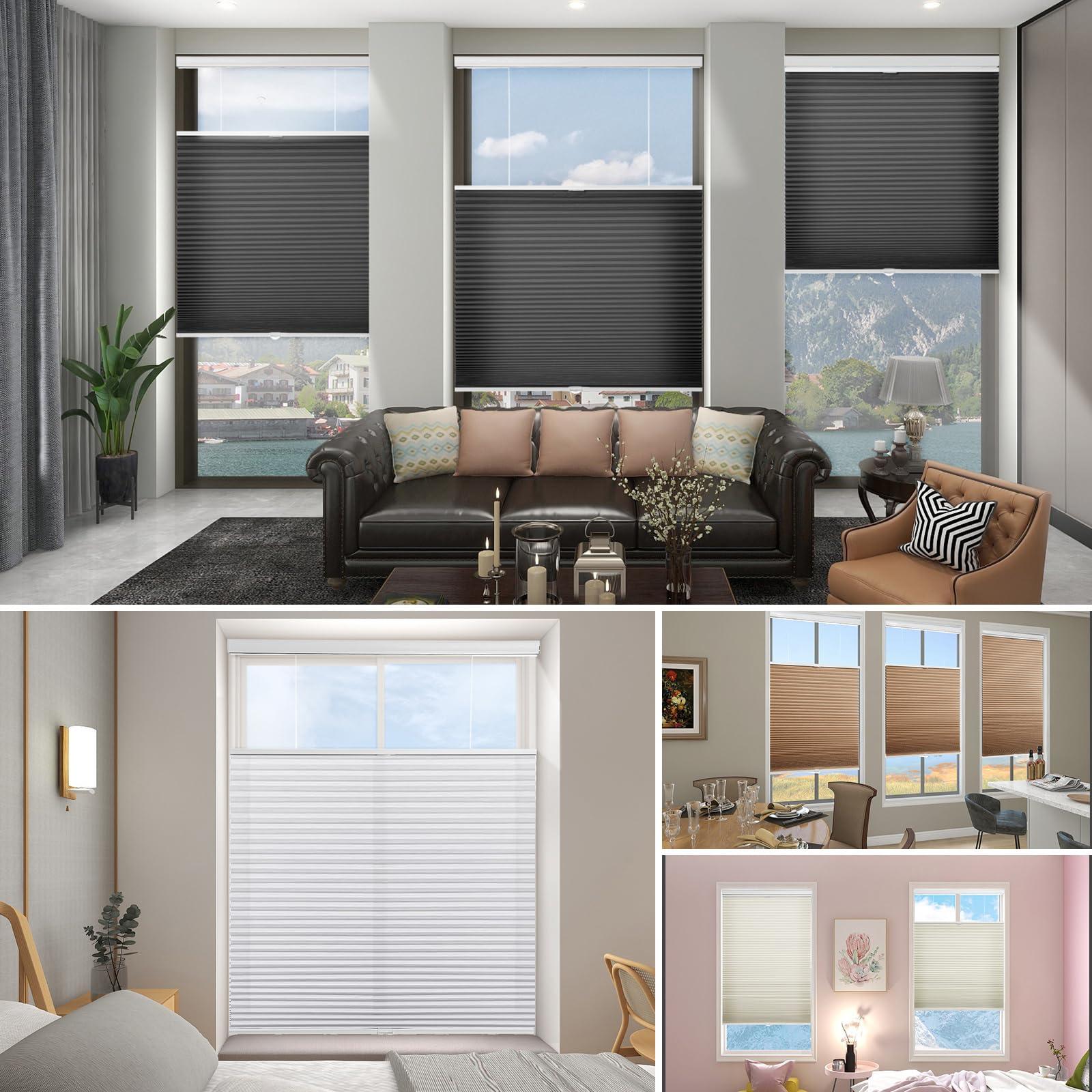 Blinhdome Blinhdome Custom Light Filtering Top Down Bottom Up Shades, Blinds for Windows Cordless Cellular Shades Room Darkening Blinds, 29" W x 36" H, Beige