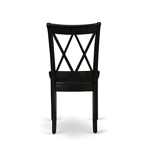 East West Furniture East West Furniture NOCL5-BLK-W 5 Piece Dining Table Set for 4 Includes a Rectangle Kitchen Table with Butterfly Leaf and 4 Dinette Chairs, 32x54 Inch, Black