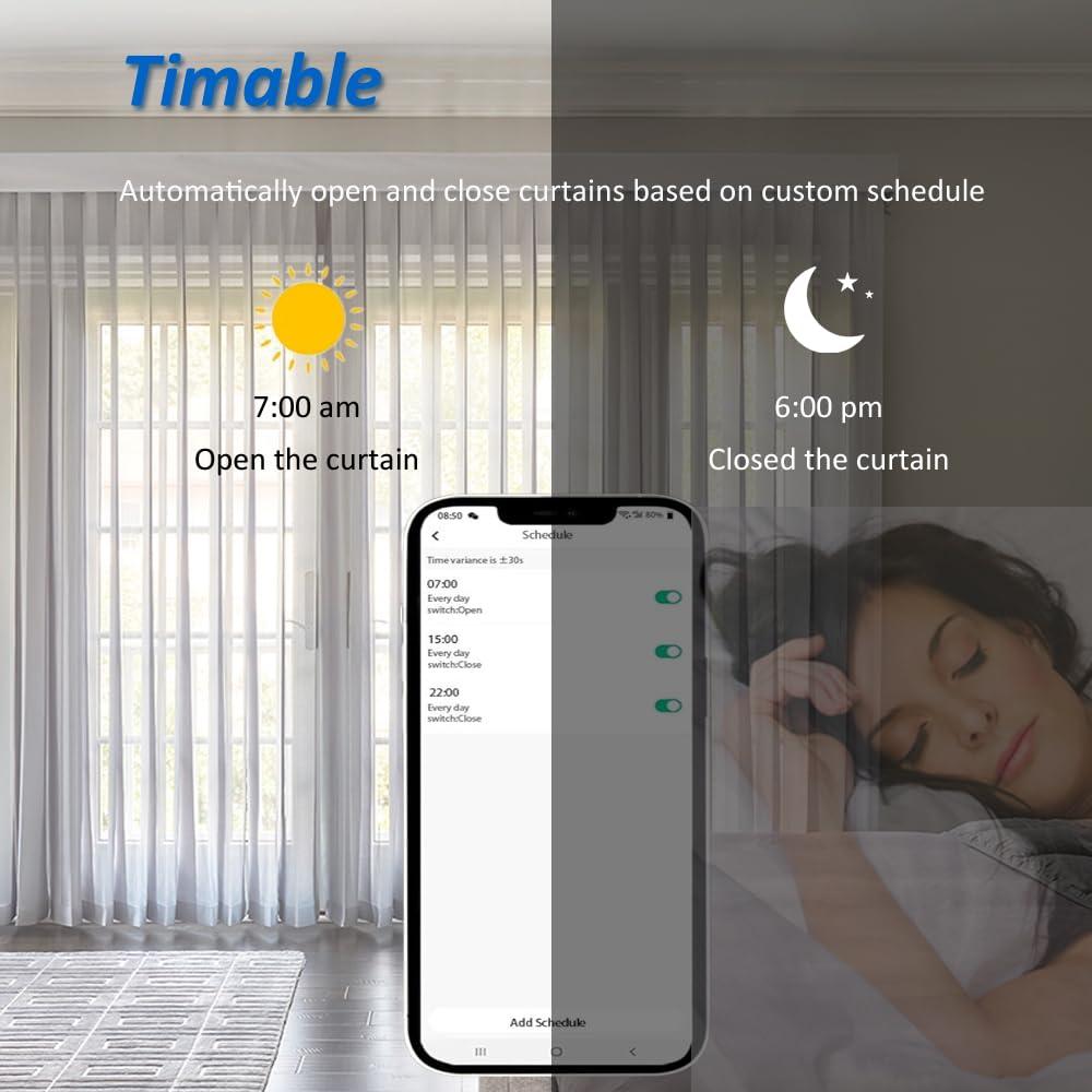 SIXIN Tuya Smart Motorized Vertical Blinds Motor & Track,Smart Motorized Curtains, 180 Rotation, Compatible with Google Assistant & Amazon Alexa (ZigBee Motor - 5M (196.9in) Track)